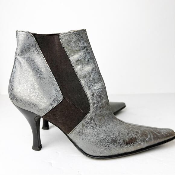 SZ 8 Narrow Donald J. Pliner Silver Pewter Ankle Booties - Picture 4 of 7